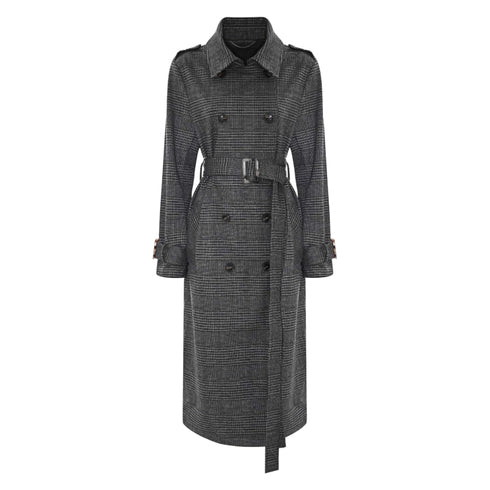 Cappotto Donna motivo galles, con cintura